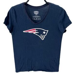 UTS NFL Team Apparel New England Patriots Women's MD Blue Logo V-Neck T-Shirt